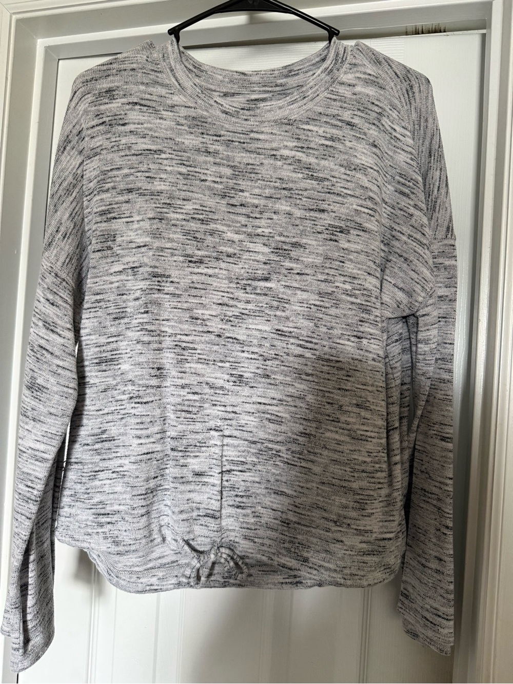 aerie Marled Crewneck Sweater in Light Gray and Charcoal
